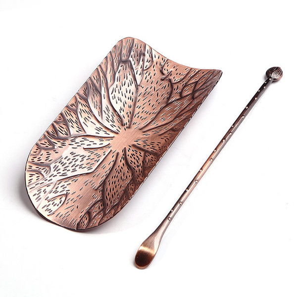 2Pcs/Set Copper Tea Scoop Spoon Tea Leaves Chooser Holder High Quality Chinese Kongfu Tea Accessories Tools