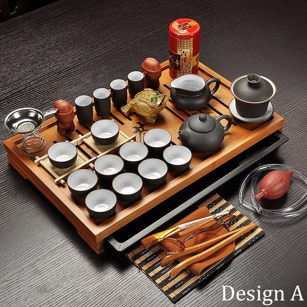 Jingdezhen Purple Clay Kung Fu Tea Set Drinkware Tea Cup,Tureen Infuser,Chinese Ceremony with Gaiwan,Chahai Tea Table