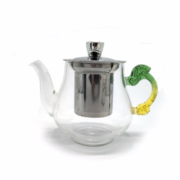 350ml Handmade Glass Teapot With Filter,Heat Resistant Glass Tea Pot Infuser Stainless Steel Kettle Wholesale Tea Pots Drinkware