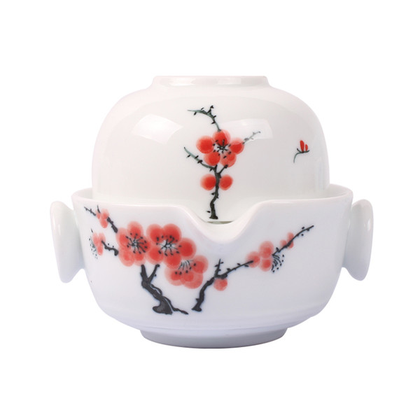 Ceramics Hand Painted Kung Fu Tea set Include 1 Pot 1 Cup, Beautiful and easy teapot kettle.Coffee Cup set elegant gaiwan