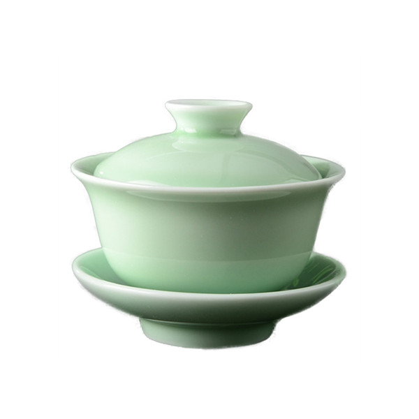 High-quality Chinese Celadon gai wan tea set,China Dehua Bone Teacup gaiwan tea porcelain teacup tea set for creative kettle