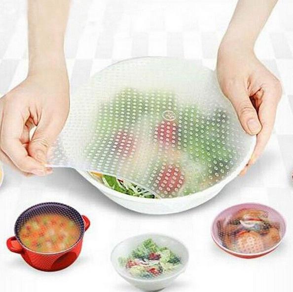 4 Pcs/set Reusable Bowl Covers Silicone Food Stretch Lids Environmental Keep Food Fresh Kitchen Tool Food Storage Wraps Cover