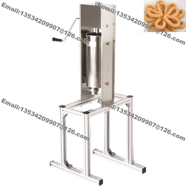 Free Shipping 5L Stainless Steel Heavy Duty Hand Operated Spanish Doughnuts Machine Maker Baker Filler with Stand