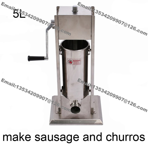 Free Shipping Commercial Use 5L Stainless Steel Hand Crank Vertiacal Sausage Stuffer and Churros Maker Machine