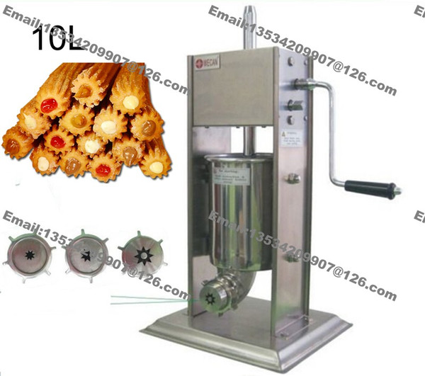 Free Shipping Commercial Use Manual Stainless Steel 10L Spainish Churro Churros Machine Maker Baker with 3pcs Nozzles