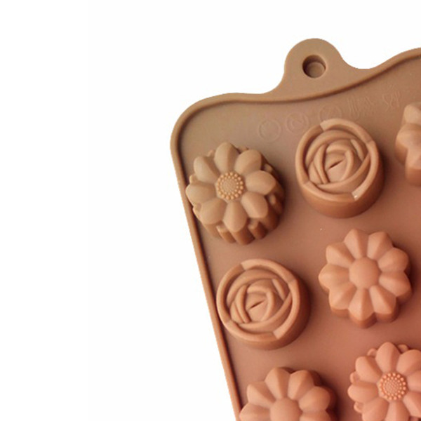 2pcs 15-Cavity Round Silicone Mold for Chocolate Jelly and Candy, Flower Shape Mold