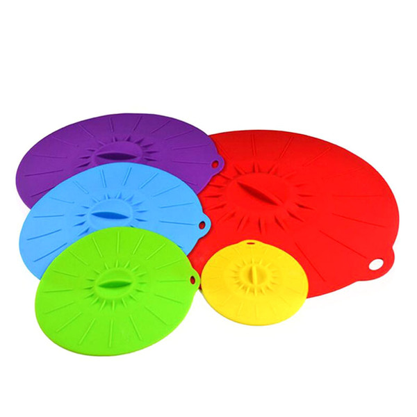 5pcs/set Silicone Lid Cover Microwave Food Bowl Pan Lid Covers Storage Suction Lid for Fresh Keeping Cooking Pot Accessories