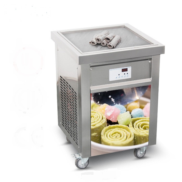 Kolice Free shipment US EU single square 50*50cm pan THAI INSTANT STIR ROLL ICE CREAM MACHINE FRY ICE CREAM ROLL MACHINE WITH REFRIGERANT