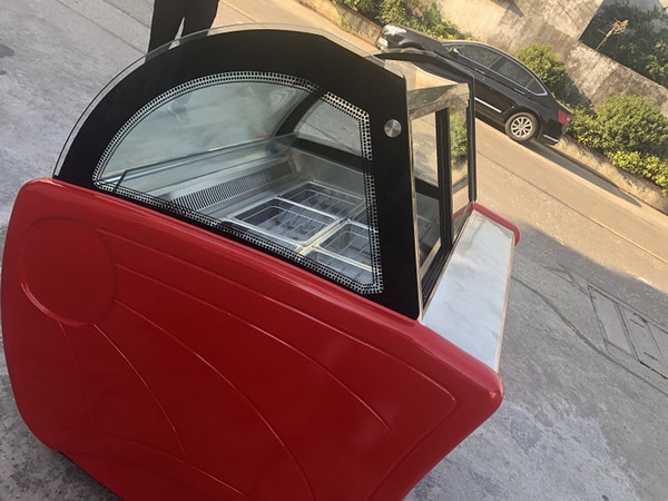 Free shipment auto defrost, cooling air convection design,anti-fog glass 6 NSF approved drums ice popsicle ice cream showcase freezer