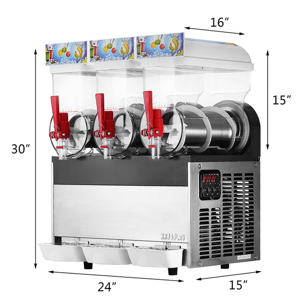 Free shipment to door 3*15L tanks smoothie frozen drinks machine margarita cooling ice slush machine frozen slushie maker ice slush machine