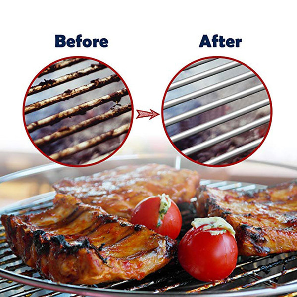 2019 new Stainless Steel Barbecue Grill Cleaner Brush Three Wire Spring With Handle Durable Non-stick Cleaning Brushes Outdoor BBQ CleanTool