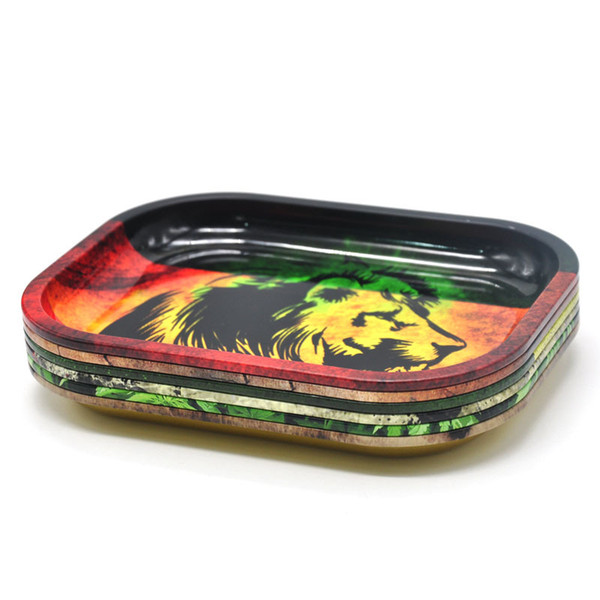 DHL Metal Fruit Tray Tray Tin Plate Case Mini Metal Machine Tobacco Rolling Tray Handroller Smoking Storage Case 5Colors 18*14cm HH7-384