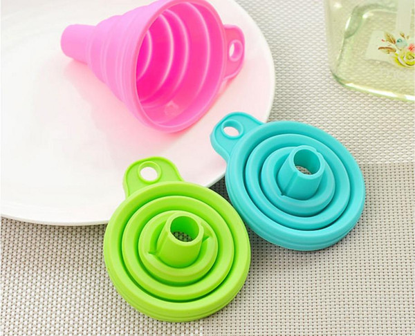 Kitchen Tool DIY Food-Grade Funnel Folding Silicone Funnel Household Liquid Dispensing Tool Mini Funnel 3 Colors