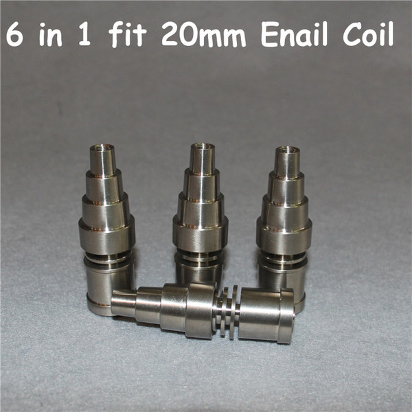 6 IN 1 Titanium Banger fit 20mm Electrical nail coil Domeless Titanium Nail Bangers For Male and Female Titanium Bangers Nails