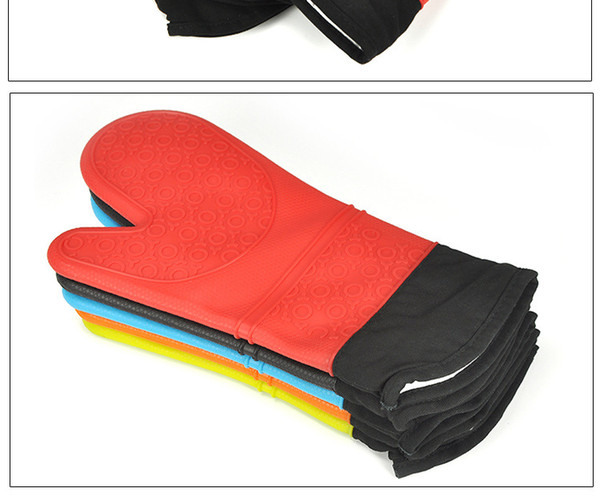 1PC Oven Mitts Cotton Liner Oven Mitt Resistant Potholder Mitts Extra Long Professional Silicone Cooking heat Gloves