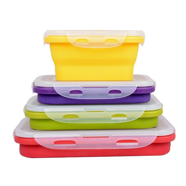 foldable silicone lunch box picnic Outdoor Portable bucket or crisper food storage container 350ml 540ml 800ml 1200ml h127