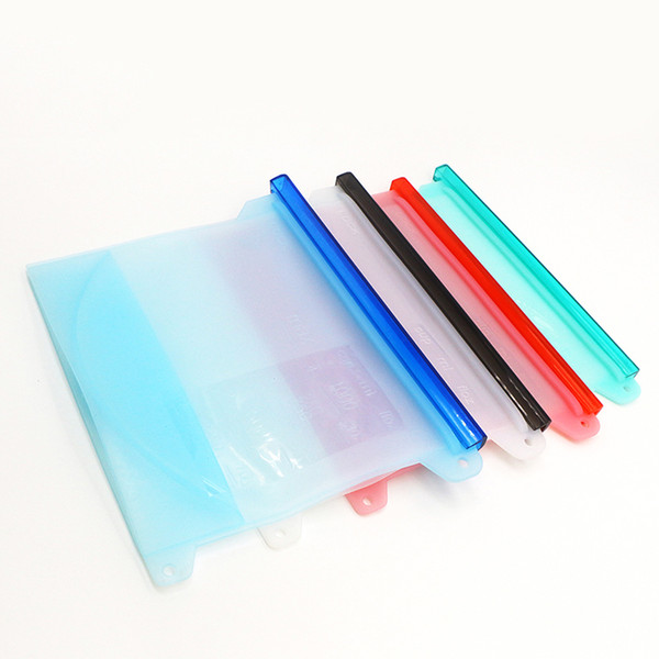 Reusable Silicone Food Fresh Bags Fridge Food Storage Containers Refrigerator Bag Kitchen Colored Ziplock Bags 4 Colors