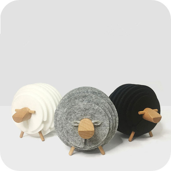 Sheep Shape Anti Slip Cup Pads Coasters Insulated Round Felt Cup Mats Japan Style Creative Home Office Decor Mug Mat Art Crafts Gifts