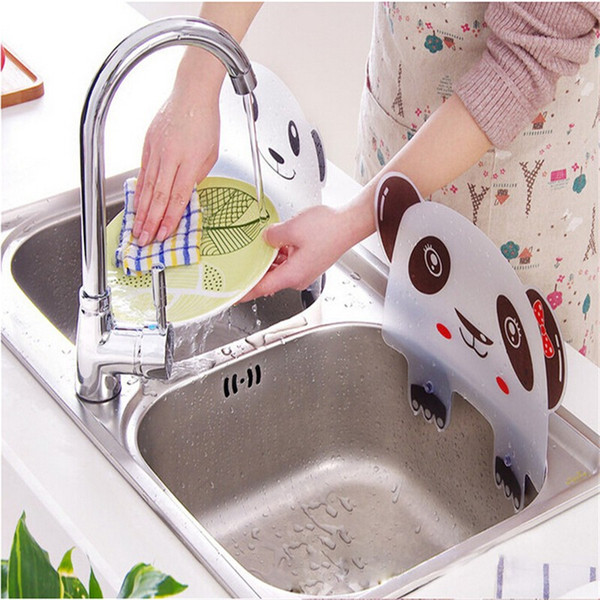 Cute panda shape sink water splash pool impermeable baffle plate gadget suction cups rack kitchen accessories plastic shelf