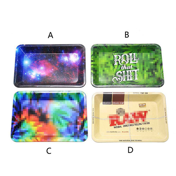 2019 New Starry sky Metal Fruit Tray Tray Tin Plate Case Mini Metal Machine Tobacco Rolling Tray Handroller Smoking Storage Case C