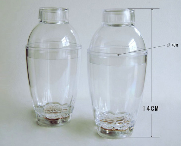 LED a shaker suit, cocktail shake the bottle Transparent plastic shaker DHL Free Shipping