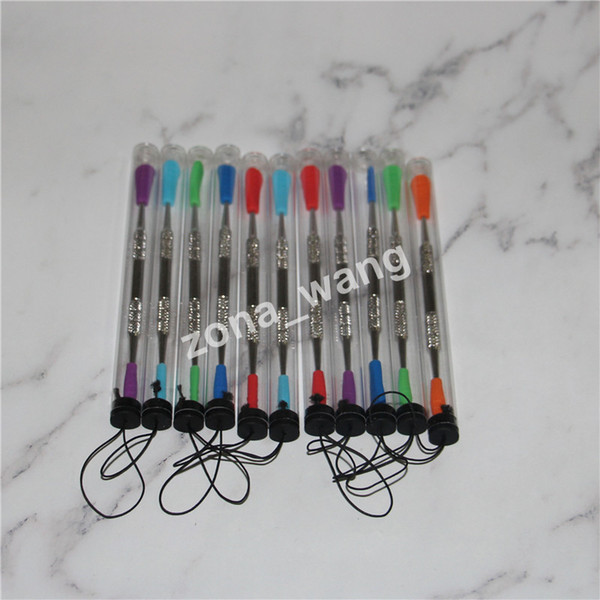 100pcs Wax dabbers Dabbing tool with silicone tips 120mm glass dabber tool Stainless Steel Pipe Cleaning Tool and Plastic Tubes