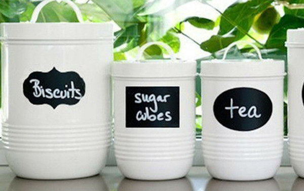 40 Pcs Mason Sugar Bowl Stickers Black Board DIY Kitchen Jam Jar Labels Stickers Chalkboard Bottle Home Wall Decor Dropshipping