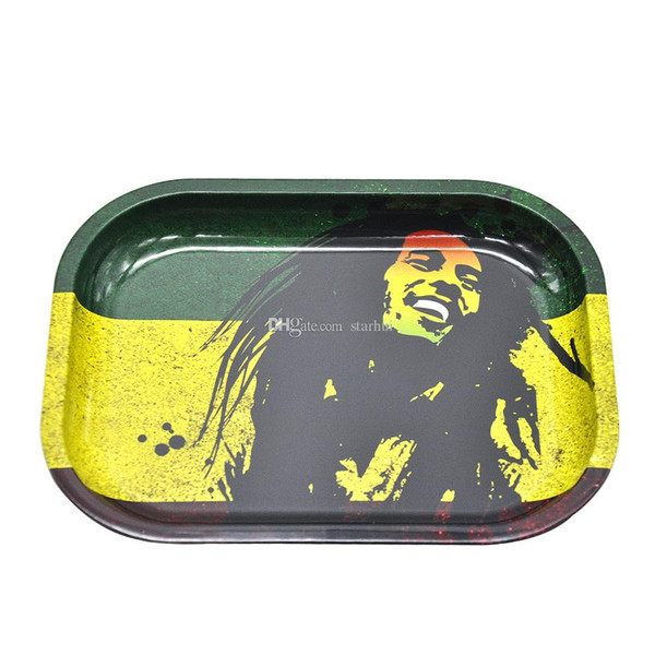 18*14cm Metal Fruit Tray Tray Tin Plate Case Mini Metal Machine Tobacco Rolling Tray Handroller Smoking Storage Case DHL Free WX9-287