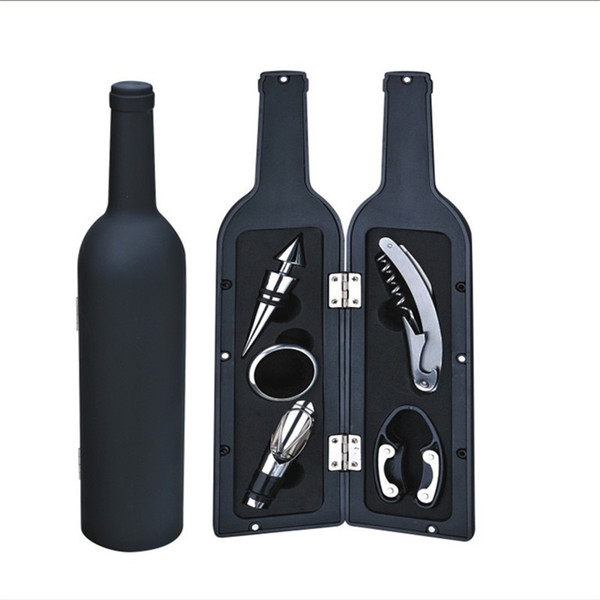 Wine Bottle Shape High-grade Bottle Opener Corkscrew Set Wine Bottle Opener 5 Piece Gadgets Gift