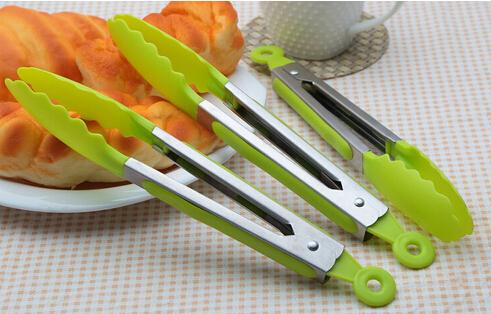 Stainless Steel BBQ Tongs With Lock Design Grip Kitchen Food Vegetable Spring Clip Clamp Cake Tongs