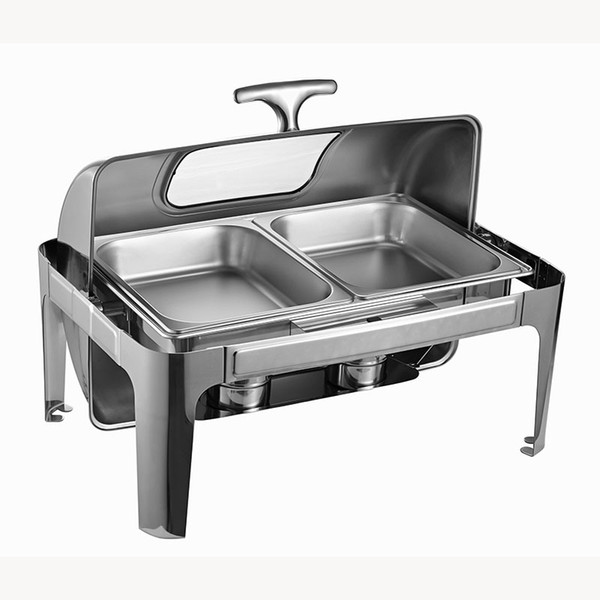 Stainless steel Buffet heater Chafing Dish hotpot visible lid window 9Lbasin wedding Banquet cooking pan server Food Tray Warmer