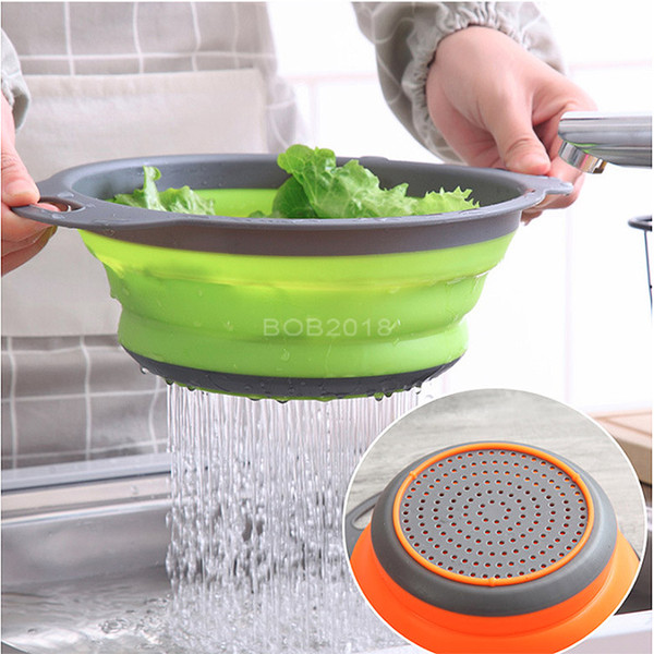 Collapsible Colander Silicone Strainer Include 2 pcs Folding Strainer Kitchen Fruit Folding Filter Basket Silicone Collapsible Colander