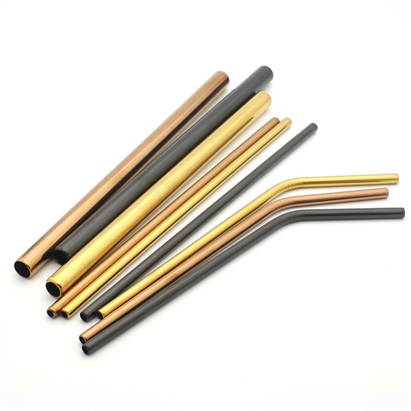 30pcs Stainless Steel Drinking Straw Copper Reusable Drinking Straw Straight And Bend Colorful Stainless Steel Straw Wholesale