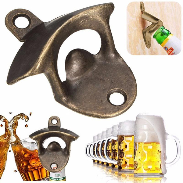 2017 new arrival Vintage Bronze Wall Mounted Opener Wine Beer Soda Glass Cap Bottle Opener Kitchen Bar Gift Zinc Alloy