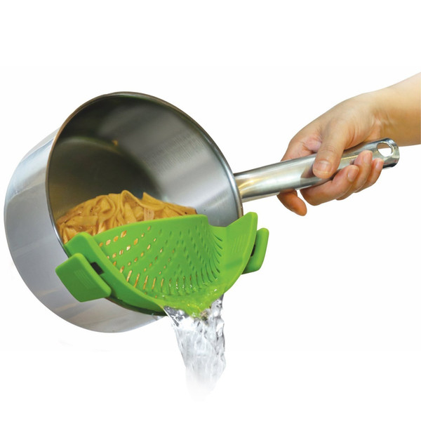 Clip-on Silicone Strainer Colander Fits all Size Pots, Pans, Bowls - Strain for Pasta, Noodles, Vegetables, Potatoes