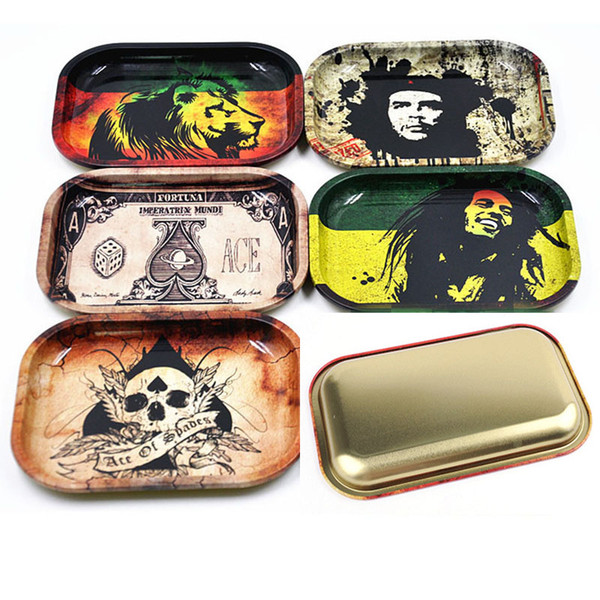 18*14cm Tray Tin Plate Case Mini Metal Machine Tobacco Rolling Tray Handroller Smoking Storage Case Fruit Tray TY7-251