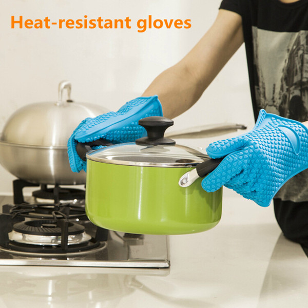 1pc Colorful Kitchen durable Heat Insulation Glove Silicone big size Thick Heat-Resistant Oven Waterproof Microwave Silicone Anti skid Glove