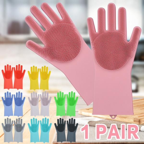 Silicone Dishwashing Gloves Bathroom Kitchen Cleaning Gloves Household Magic Gloves Cleaning For Dishes Multifunctional Magic Glove Tools