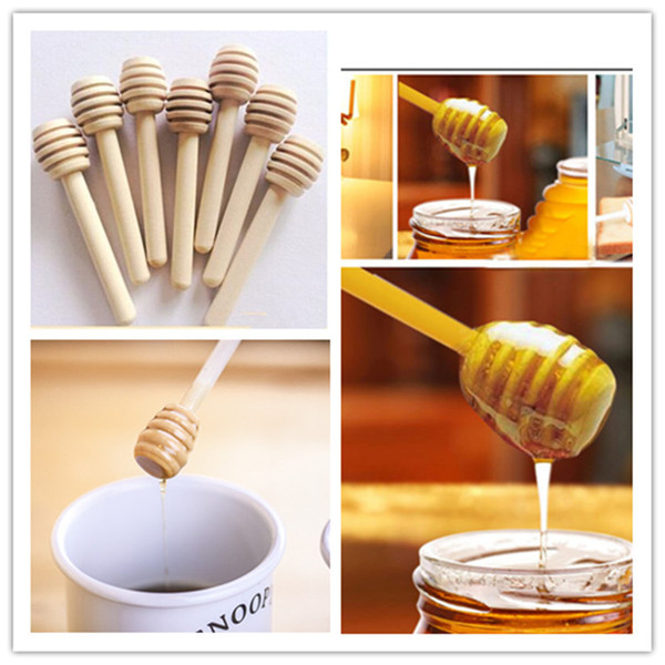 8cm long Mini Wooden Honey Stick Honey Dippers Party Supply Spoon Stick Honey Jar Stick