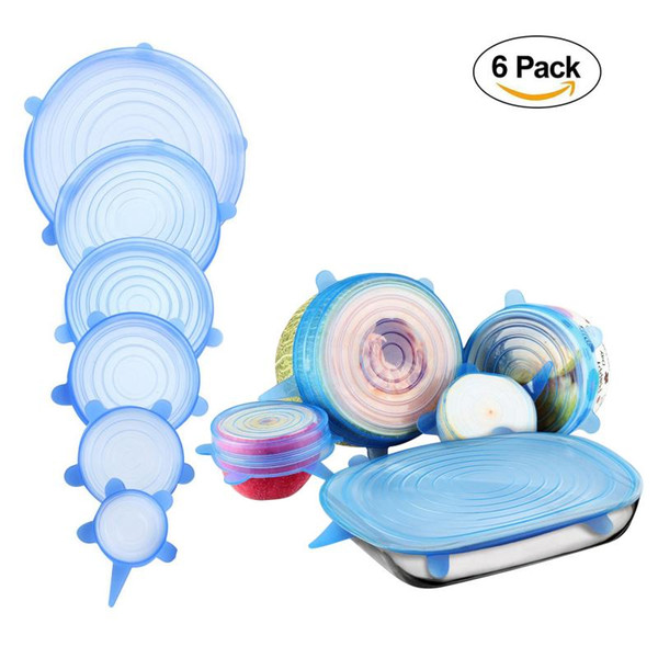 6PCS Silicone Stretch Lids Reusable Airtight Food Storage Covers Keeping Food Fresh Durable and Stretchable to Fit Various Sizes and Shapes