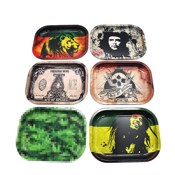 18*14cm Metal Fruit Tray Tray Tin Plate Case Mini Metal Machine Tobacco Rolling Tray Handroller Smoking Storage Case 5Colors TO967