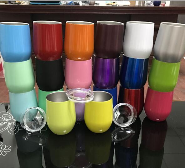 6oz Flute 9oz 12oz 20oz Skinny straight Stemless Egg Cups Wine Glass Stainless Steel Tumblers Water bottle Coffee Mugs With Straw lid