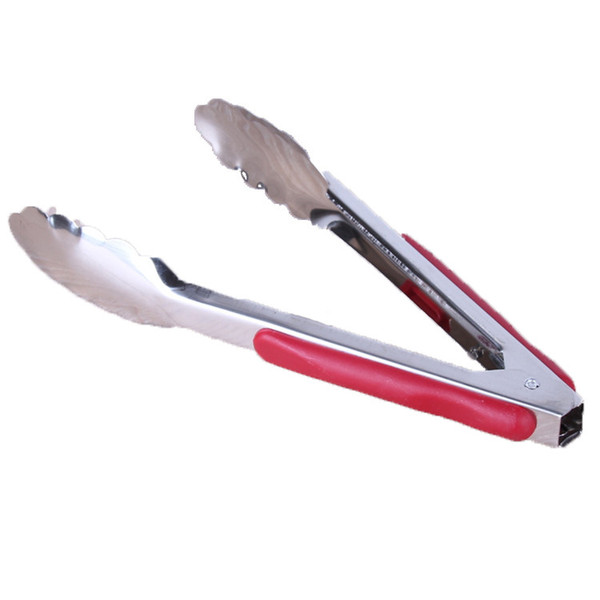 9/12/14 Inch Stainless Steel Food Bread Clip Non Magnetic Red Handle Multifunctional BBQ Clamp Kitchen DH0057