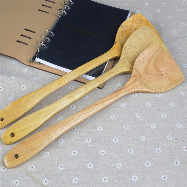 Natural Bamboo Wood Shovel Kitchen Creative Home Non-stick Cooking Utensils Wood Long Handle Spatula Kitchen Tool ST093