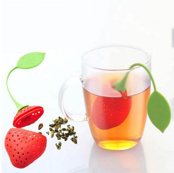 Kitchen Supplies Tea Strainer Non-toxic Strawberry Shape Silicone Tea Infuser Tea Bag Teapot Accessory GA642