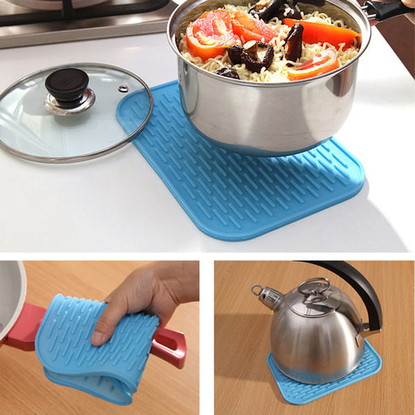 Amazing 21.5*15.5cm Durable Silicone Non-slip Heat Resistant Mat Coaster Cushion Placemat Pot Holder 4 Colors Multi-purpose