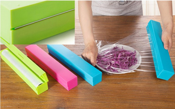 Hot Selling Plastic Food Wrap Dispenser Aluminum Foil Wax Paper Cutter 3colors