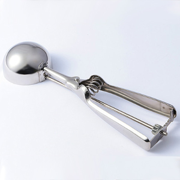 High Quality Stainless Steel Spoon Ice Cream Scoop Watermelon Fruit Digging Ball Spoon Spring Handle Kitchen Accessories