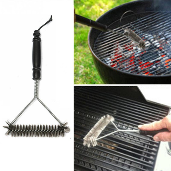 BBQ Grill Cleaning Brush Stainless Steel Wire Cleaner Outdoor BBQ Clean Tool Accessories with Handle Effortless Cleanin