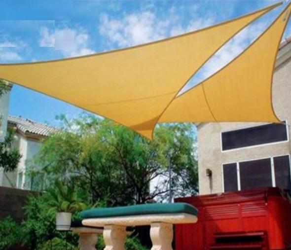 HDPE UV protected 5*5*5m Triangle Sun Shade Sail nets amnings Canopy Pre Attached Rope No Tools Needed wn080